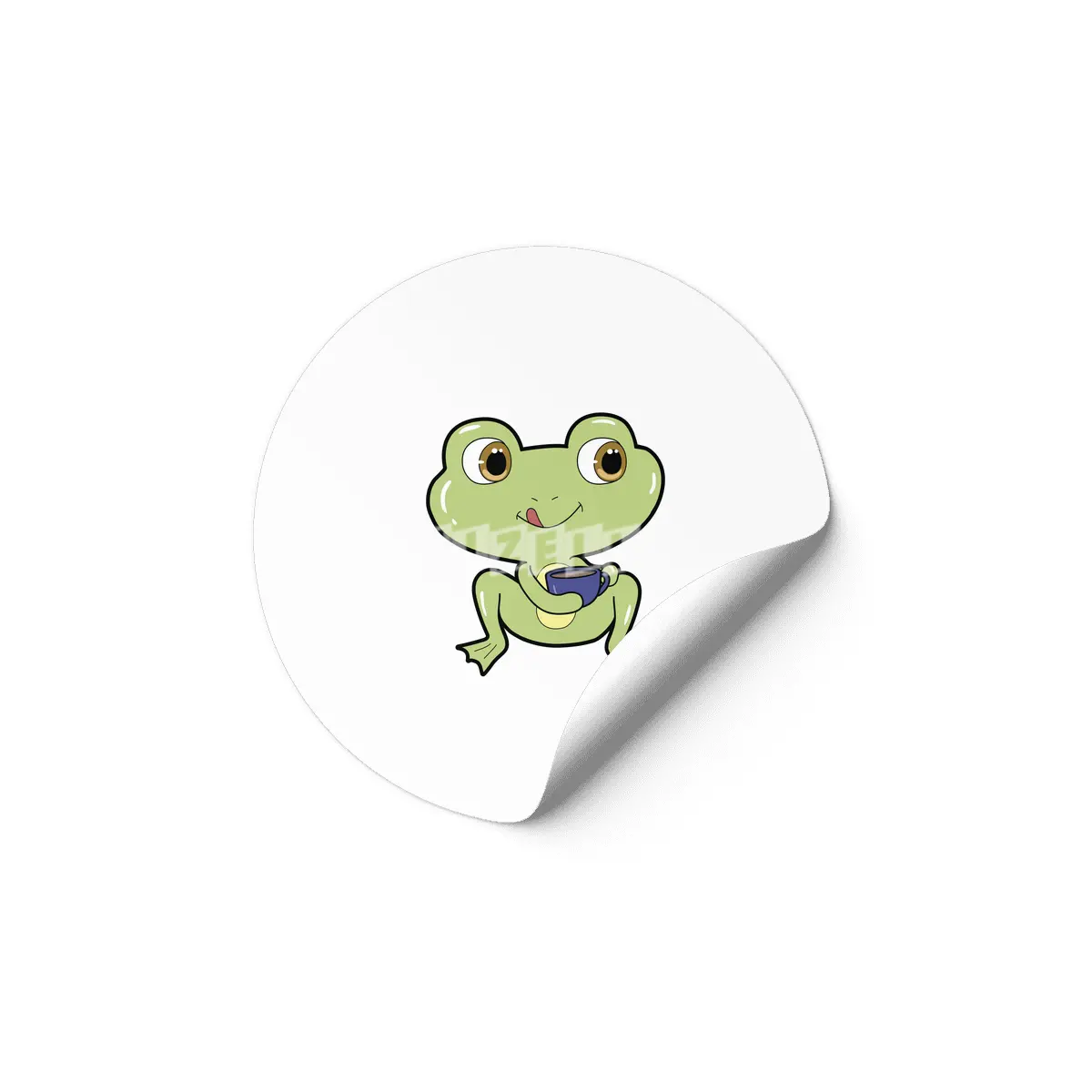 Frog with Cup of Coffee Etiket