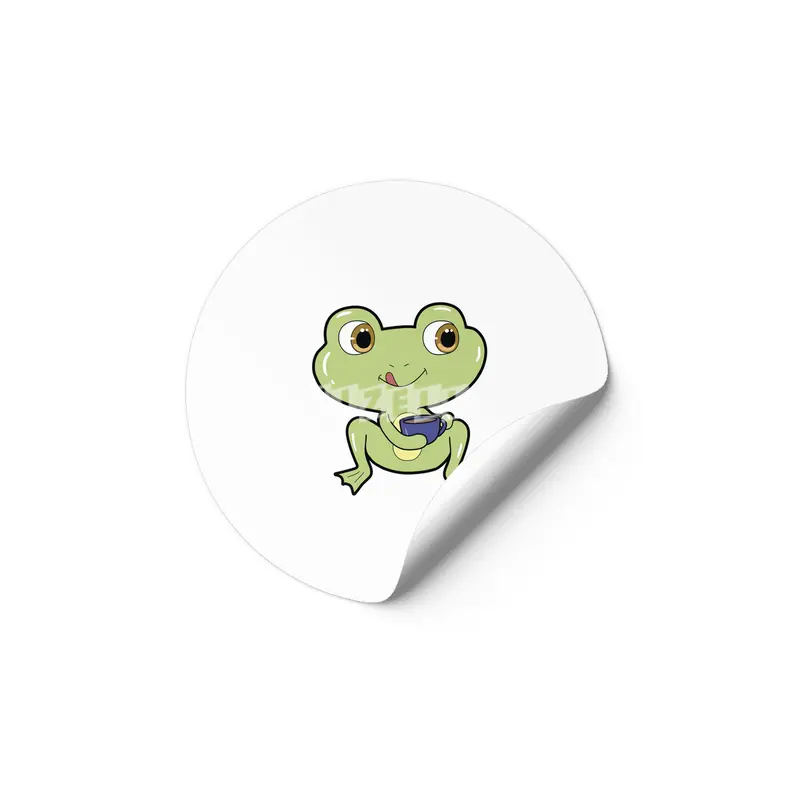 Frog with Cup of Coffee Etiket