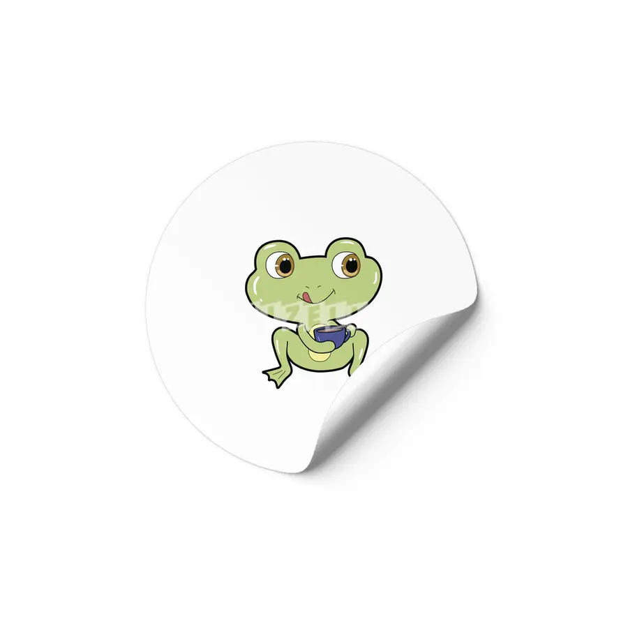 Frog with Cup of Coffee Etiket
