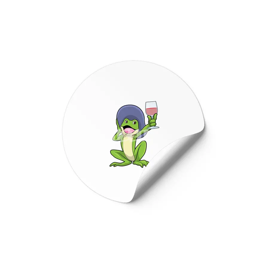 Frog with Glass of Red wine & Hat Etiket