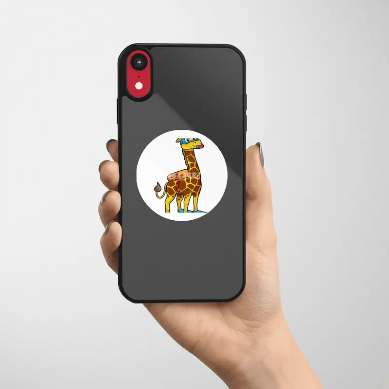 Giraffe as Diver with Swimming goggles & Flippers Etiket
