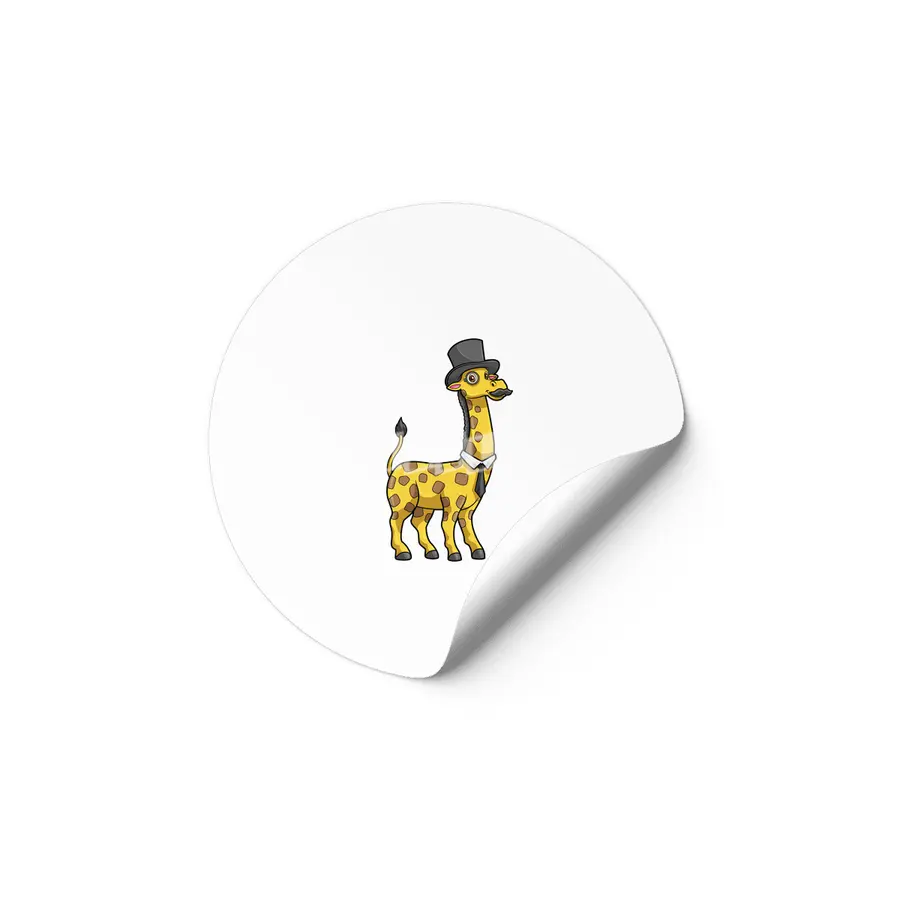 Giraffe as Gentleman with Hat, Tie and Mustache Etiket