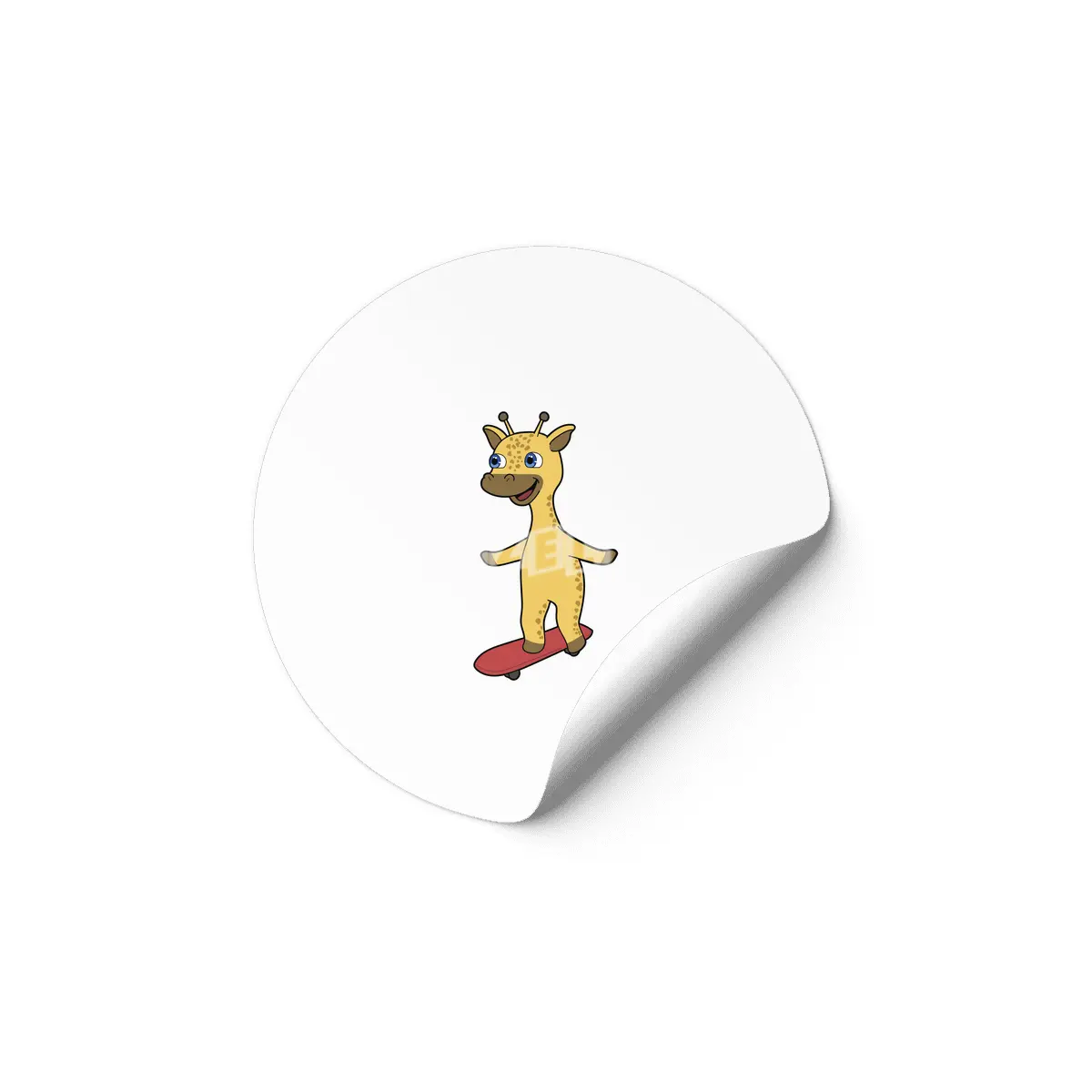 Giraffe as Skater with Skateboard Etiket