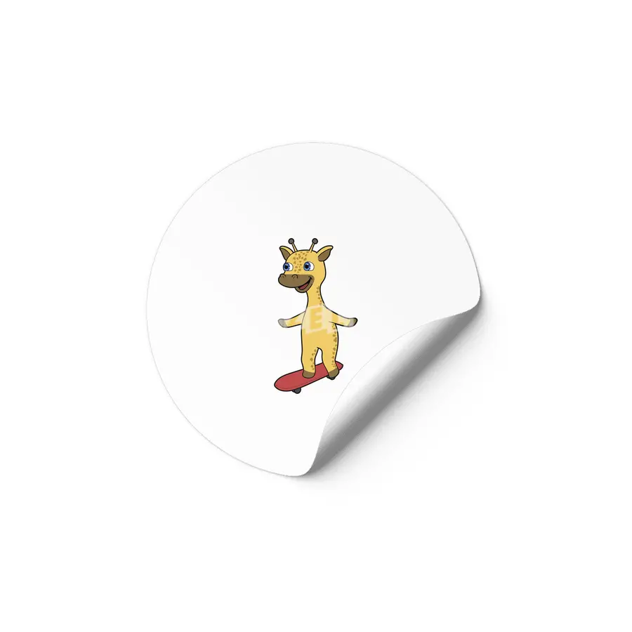 Giraffe as Skater with Skateboard Etiket
