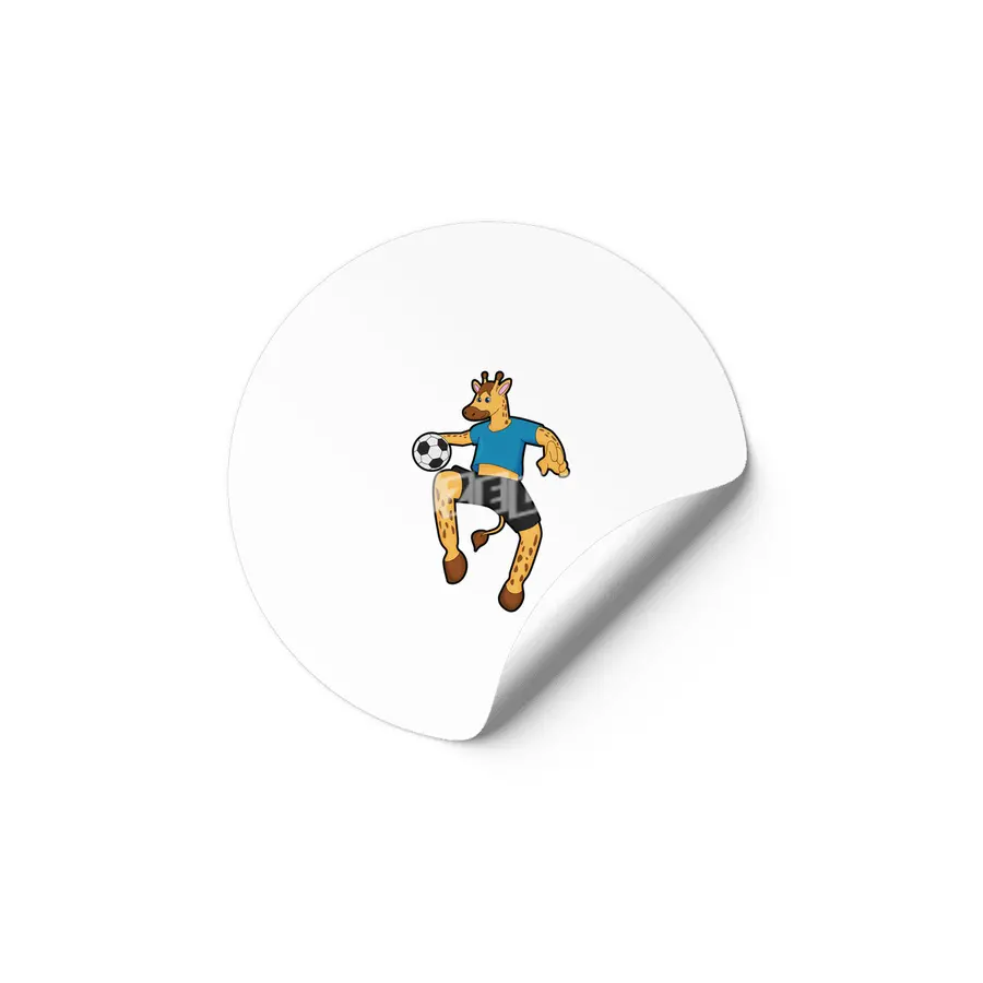 Giraffe as Soccer player with Soccer ball Etiket