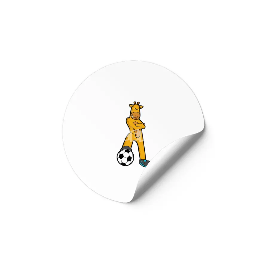 Giraffe at Sports with Soccer ball Etiket