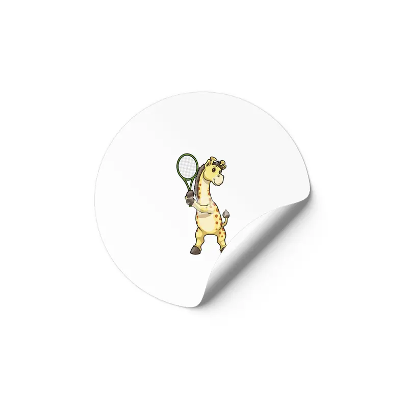 Giraffe at Tennis with Tennis racket Etiket