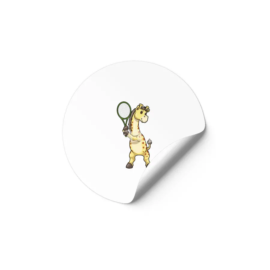 Giraffe at Tennis with Tennis racket Etiket