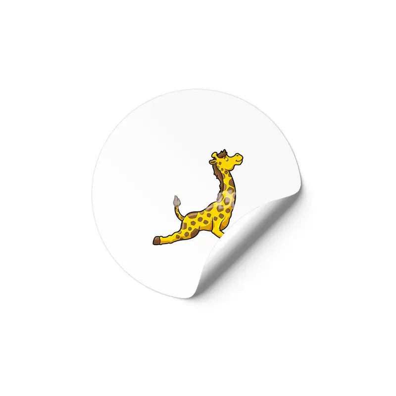 Giraffe at Yoga Stretching exercises Legs & Neck Etiket