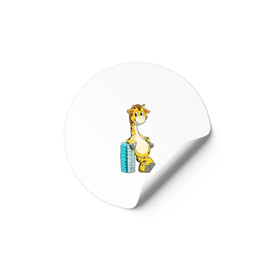 Giraffe with Stack of Books Etiket