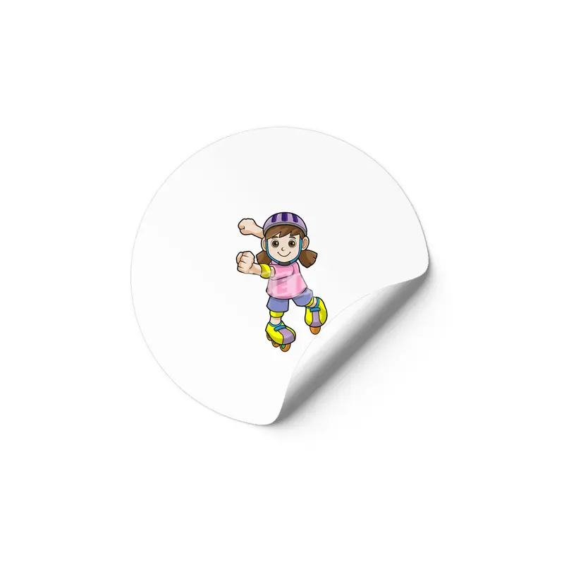 Girl as Skater with Inline skates & Helmet Etiket