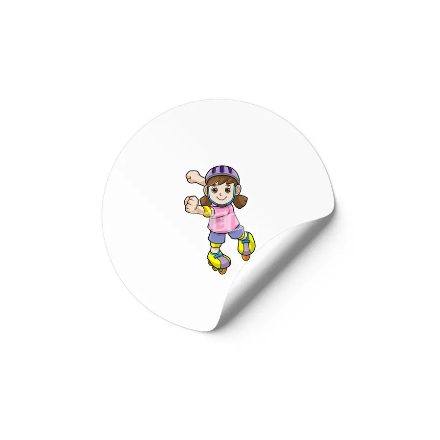 Girl as Skater with Inline skates & Helmet Etiket