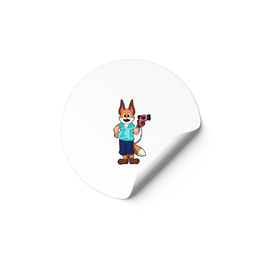 Fox as Hairdresser with Hairdryer Etiket