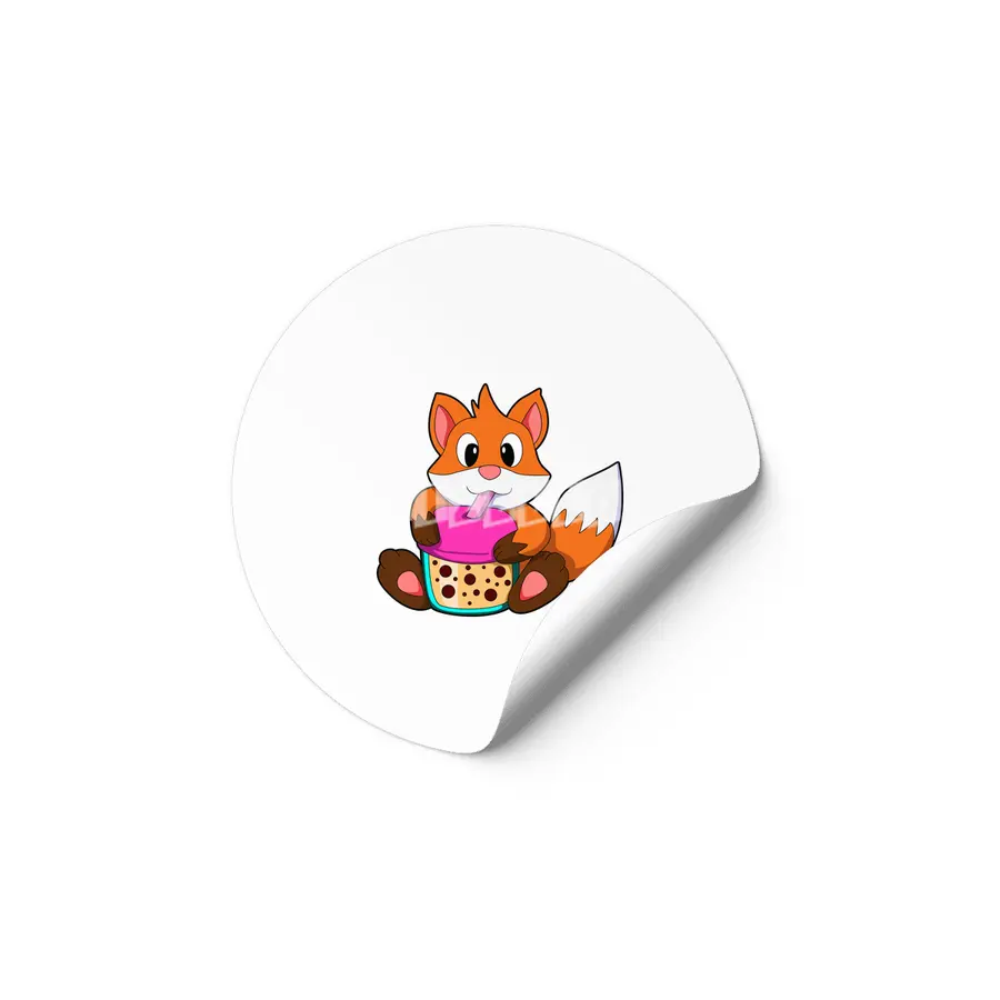 Fox at Drinking a Drink with Drinking straw Etiket