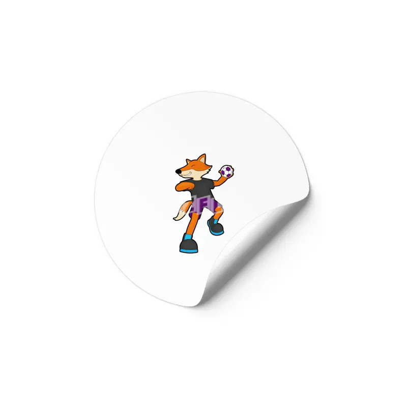 Fox at Handball player with Handball Etiket