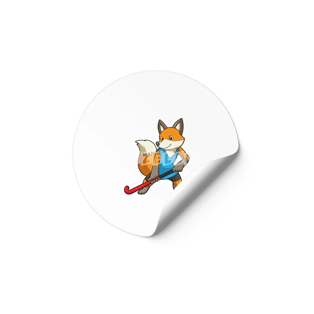 Fox at Hockey with Hockey bat Etiket