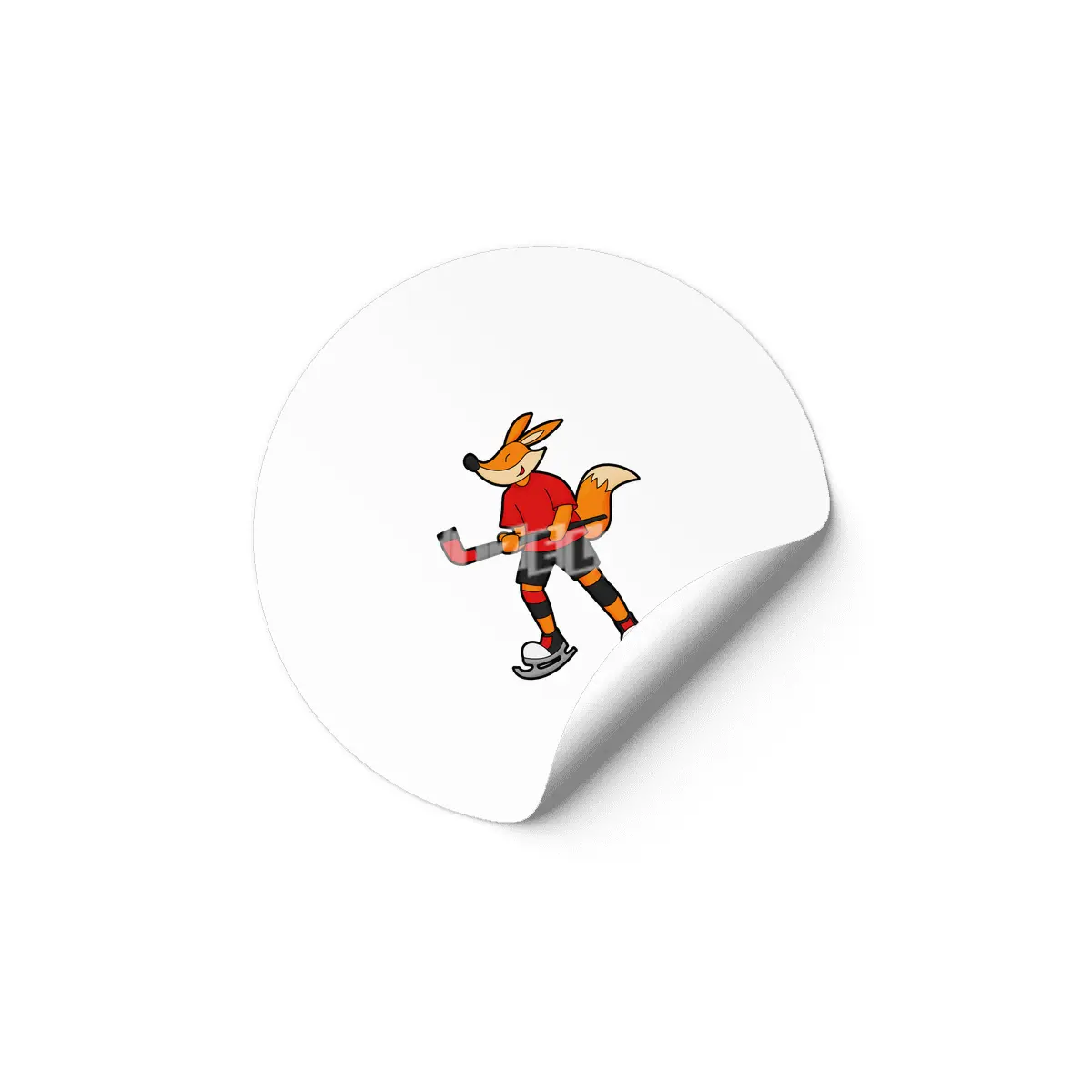 Fox at Ice hockey with Ice hockey stick Etiket