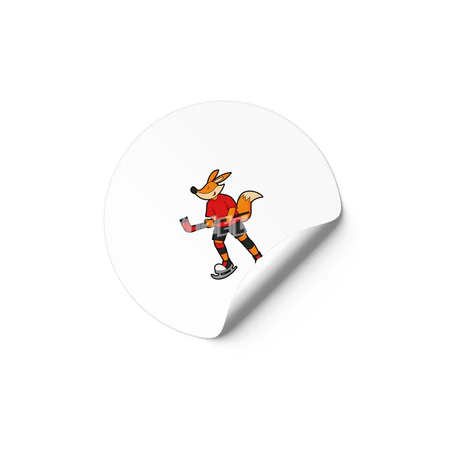 Fox at Ice hockey with Ice hockey stick Etiket
