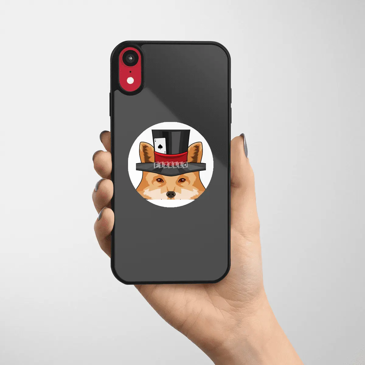 Fox at Poker with Poker card Etiket
