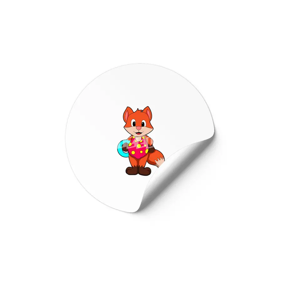 Fox at Swimming with Swim ring Etiket