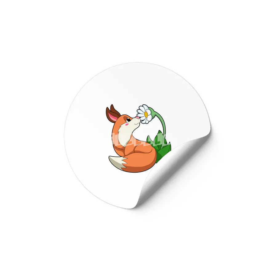 Fox with white Flower Etiket