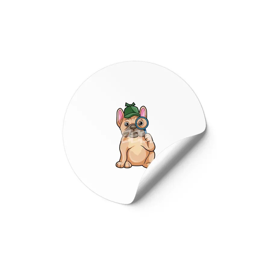 French bulldog as Detective with Magnifying glass Etiket