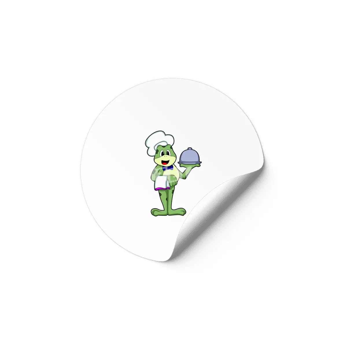 Frog as Chef with Serving plate & Chef's hat Etiket