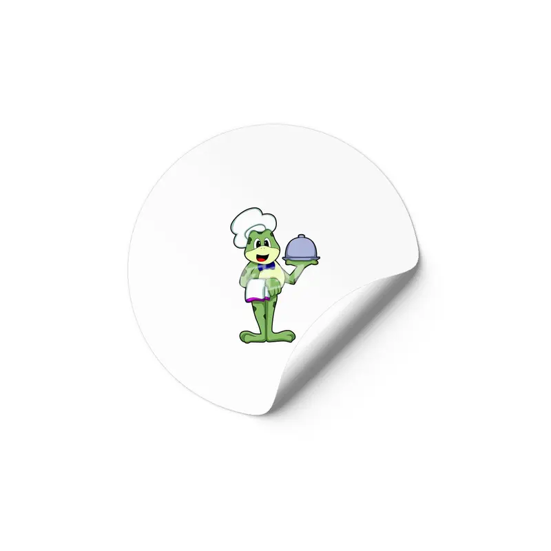 Frog as Chef with Serving plate & Chef's hat Etiket