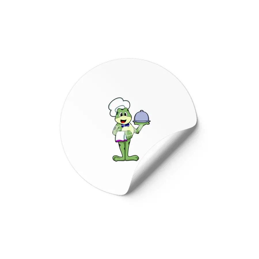 Frog as Chef with Serving plate & Chef's hat Etiket