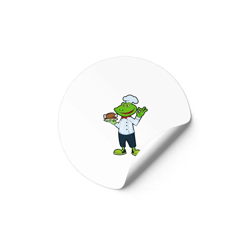 Frog as Cook with Serving plate & Chicken Etiket