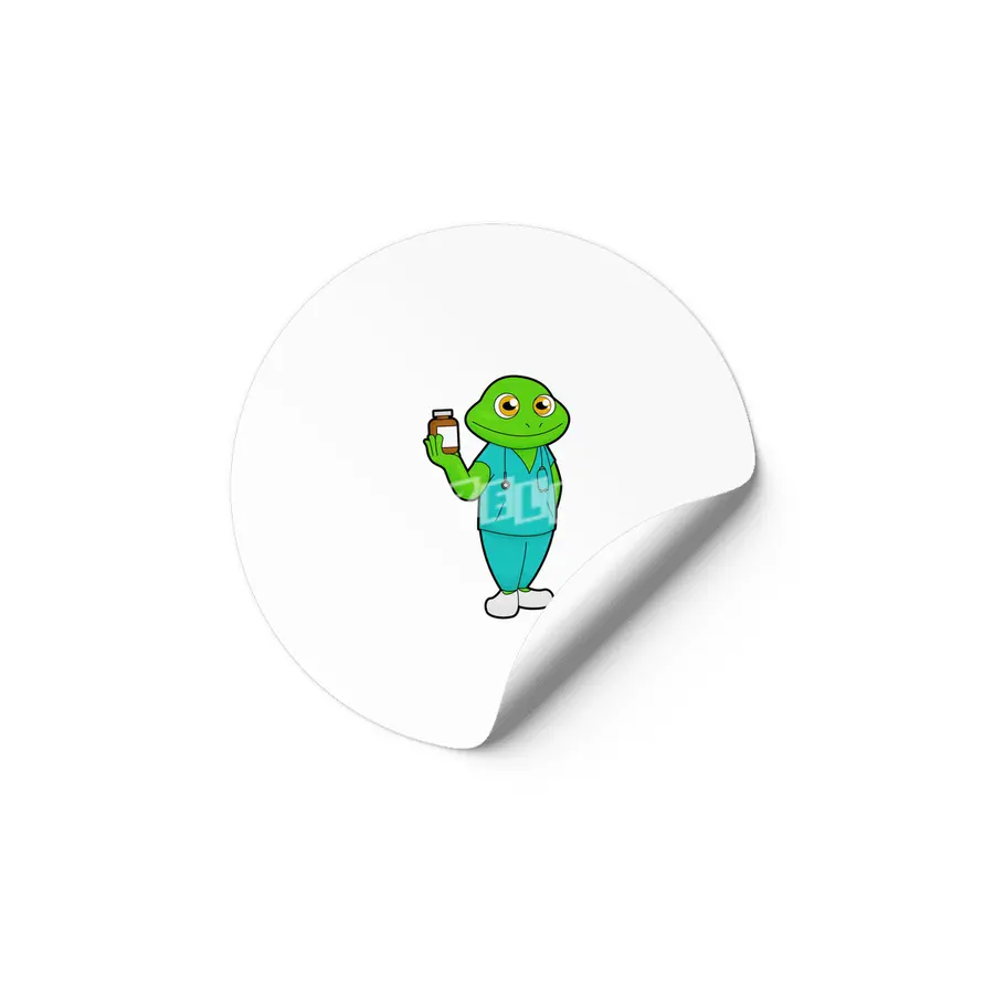 Frog as Nurse with Medicine & Stethoscope Etiket