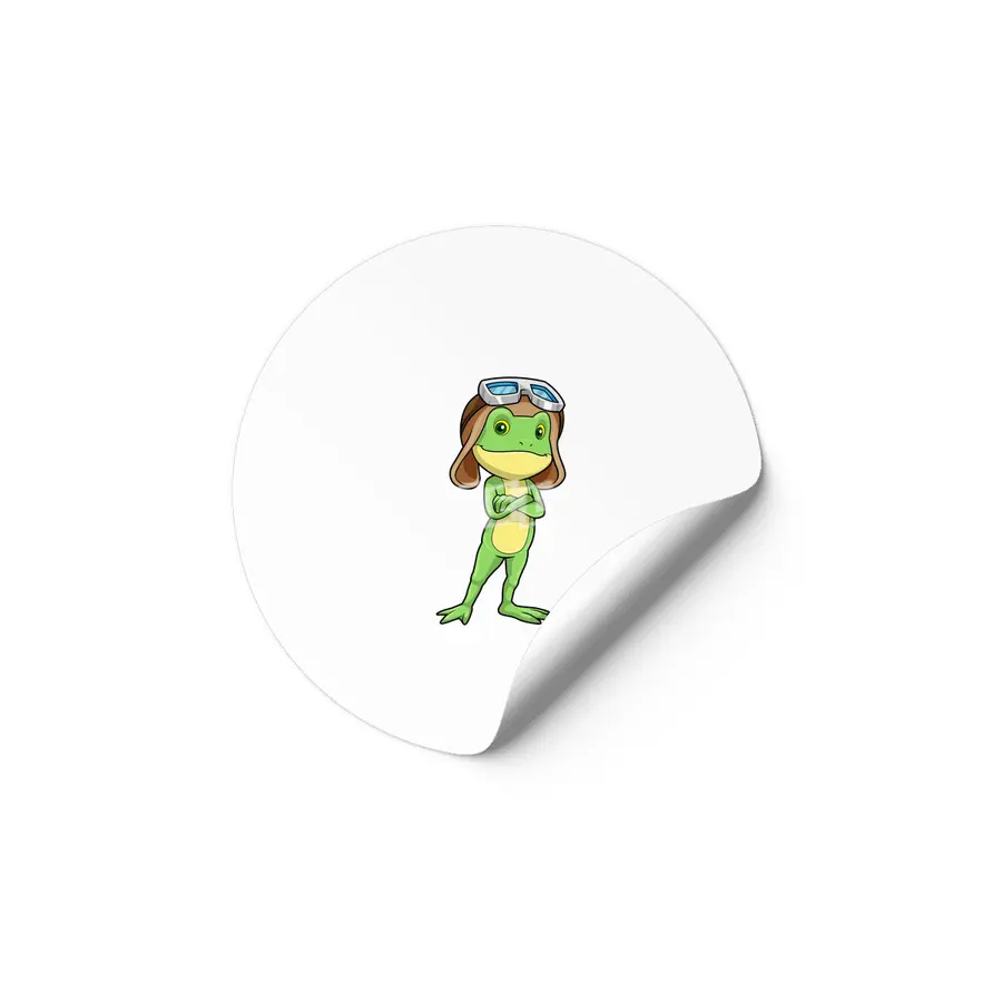 Frog as Pilot with Hat & Glasses Etiket