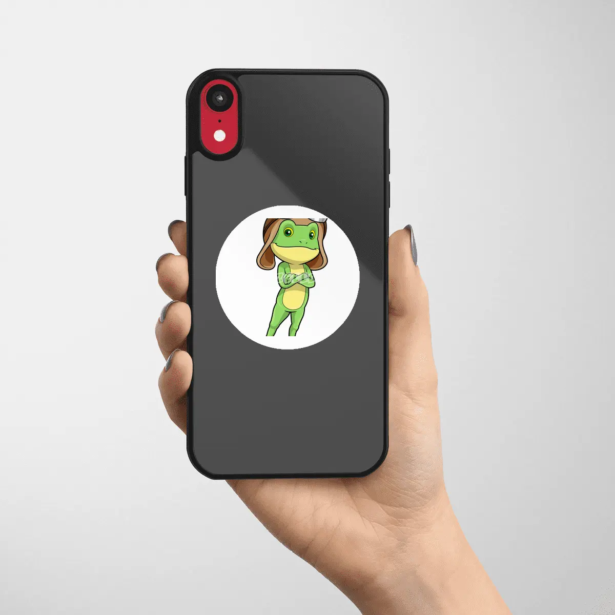 Frog as Pilot with Hat & Glasses Etiket