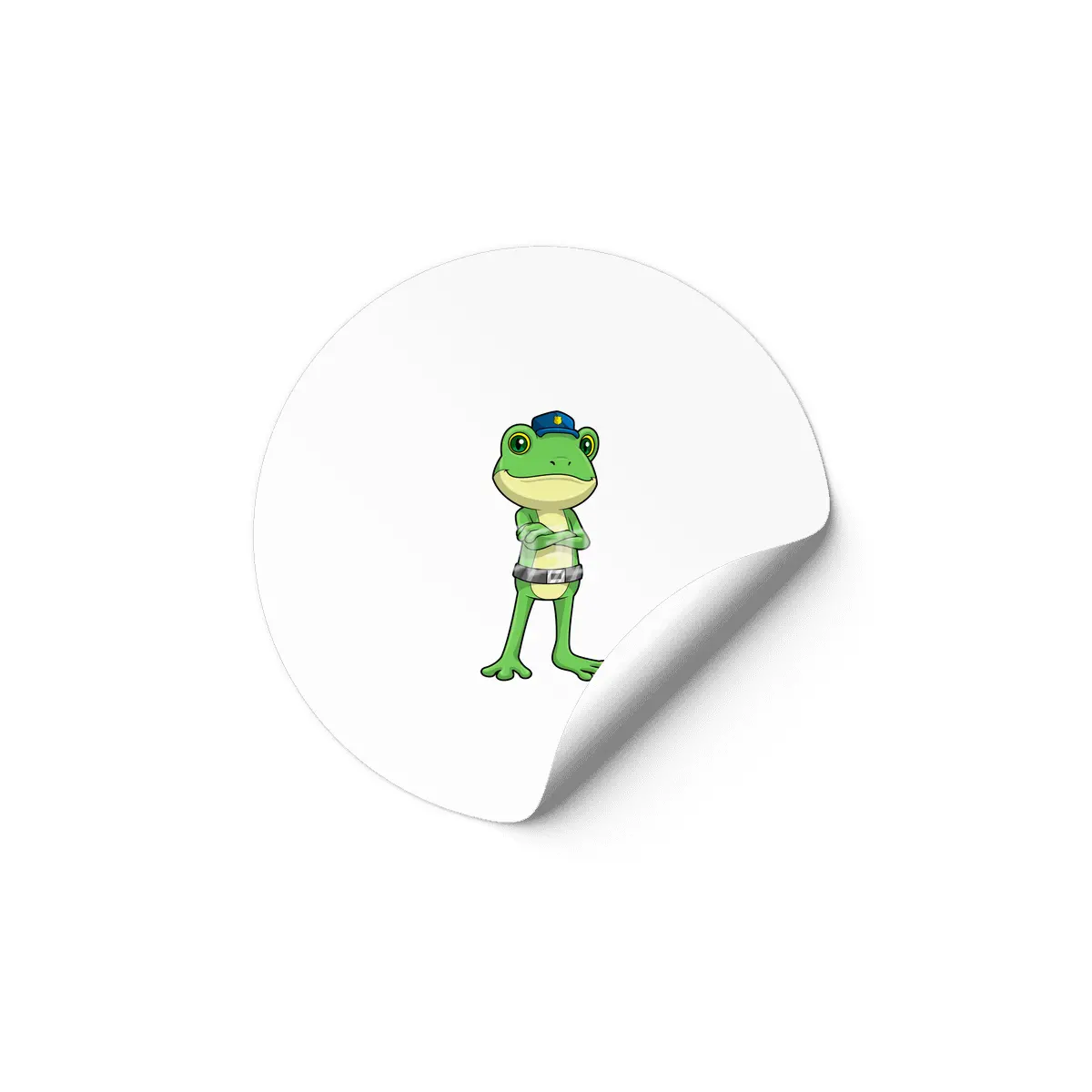 Frog as Police officer with Police hat Etiket