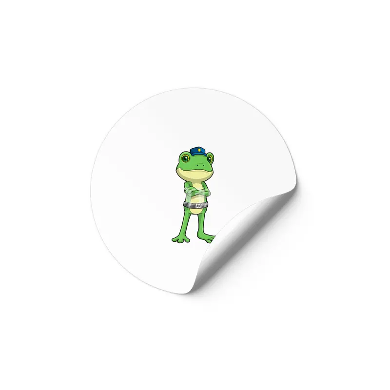 Frog as Police officer with Police hat Etiket
