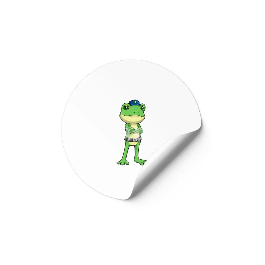 Frog as Police officer with Police hat Etiket