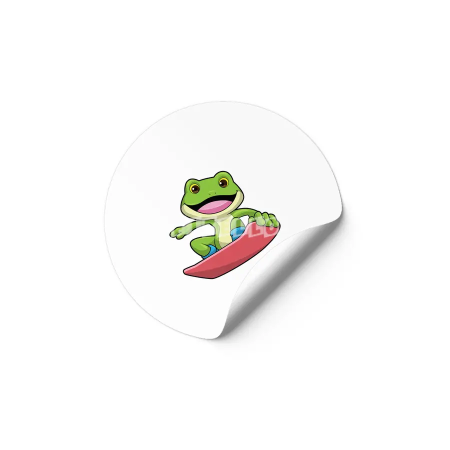 Frog as Snowboarder with Snowboard Etiket