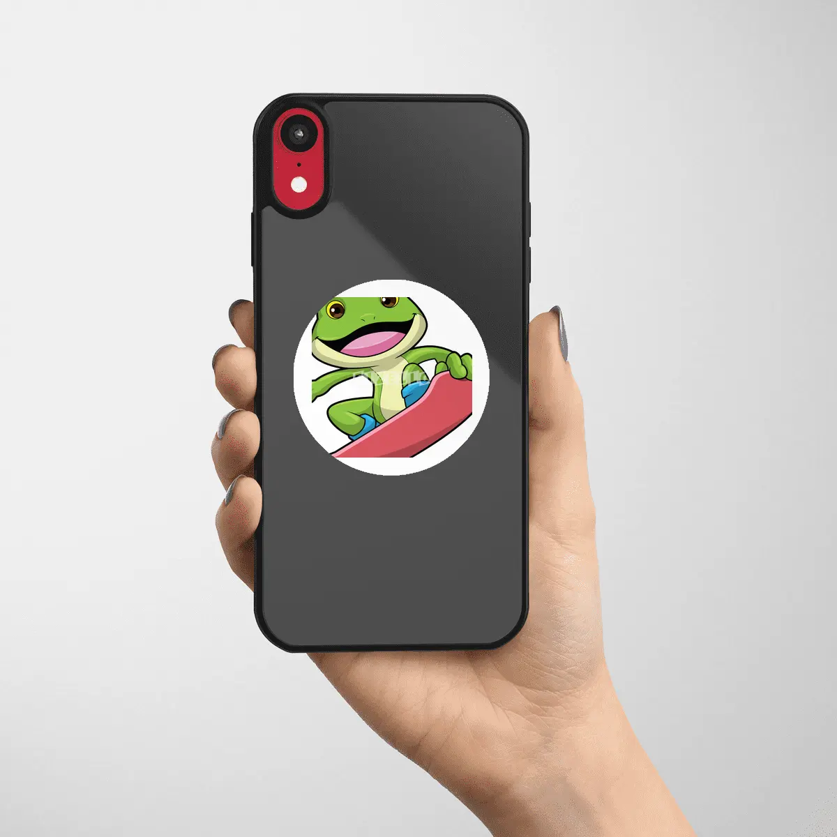 Frog as Snowboarder with Snowboard Etiket