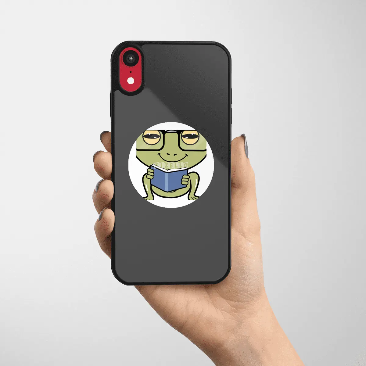 Frog as Student with Book Etiket