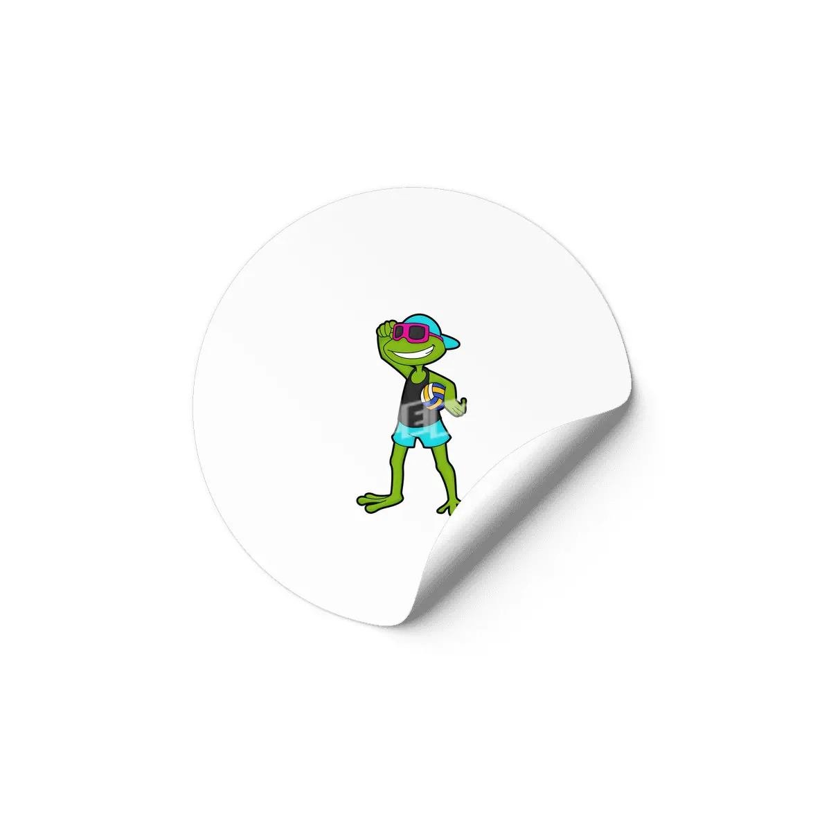 Frog as Volleyball player with Volleyball Etiket