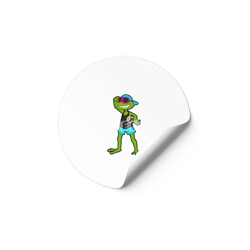 Frog as Volleyball player with Volleyball Etiket