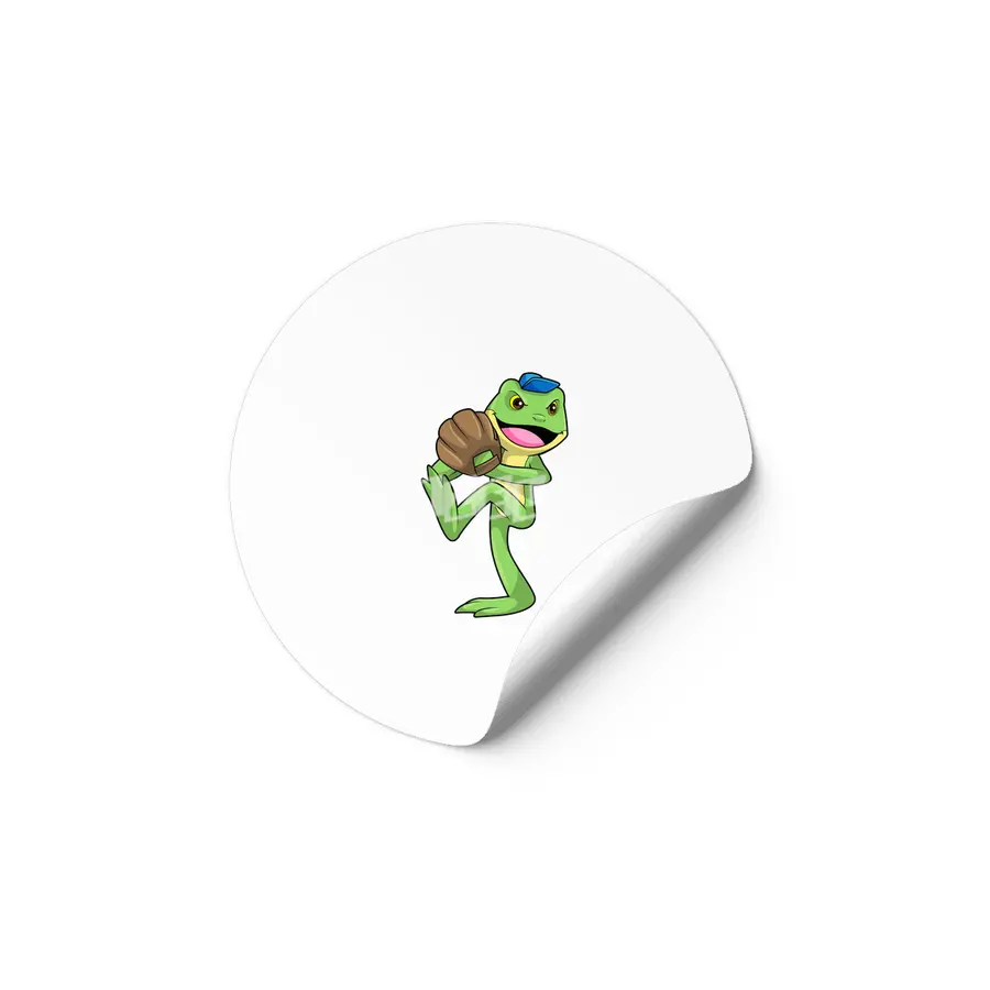 Frog at Baseball with Gloves Etiket