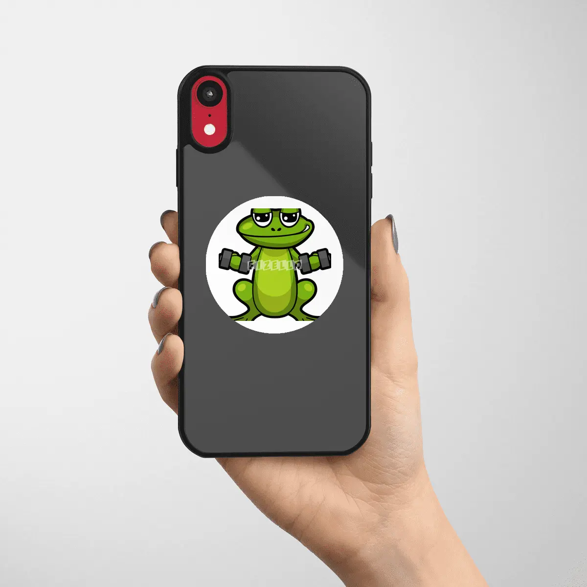 Frog at Biceps training with Dumbbells Etiket