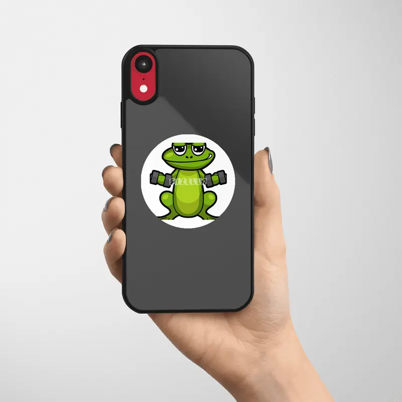 Frog at Biceps training with Dumbbells Etiket