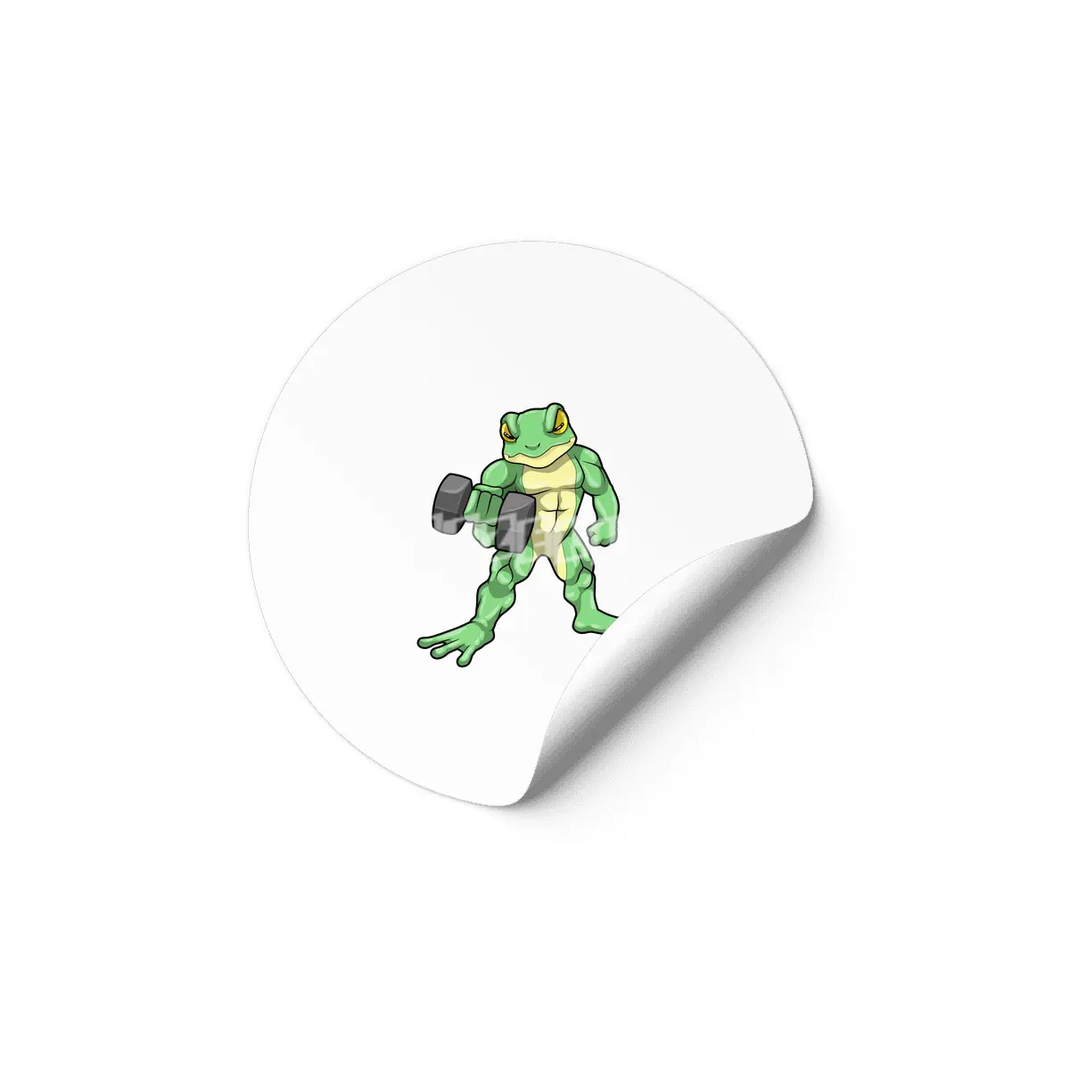 Frog at Bodybuilding with Dumbbell Etiket