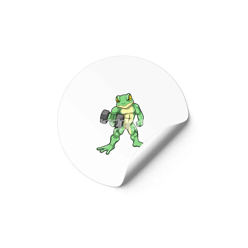 Frog at Bodybuilding with Dumbbell Etiket
