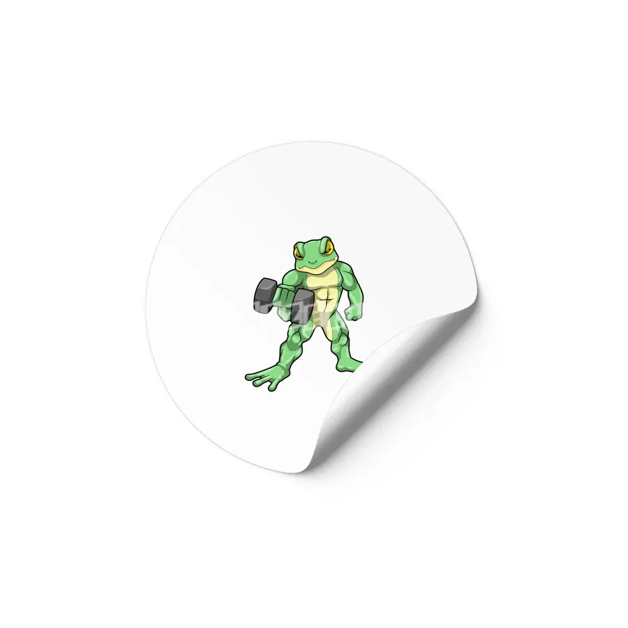 Frog at Bodybuilding with Dumbbell Etiket