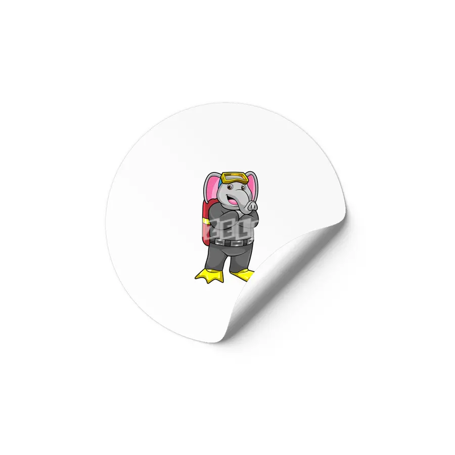 Elephant as Diver with Diving goggles Etiket