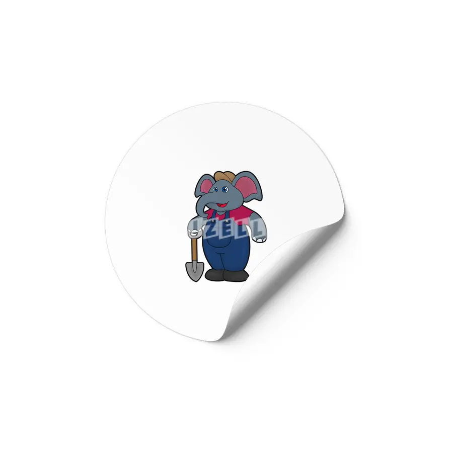 Elephant as Farmer with Shovel Etiket