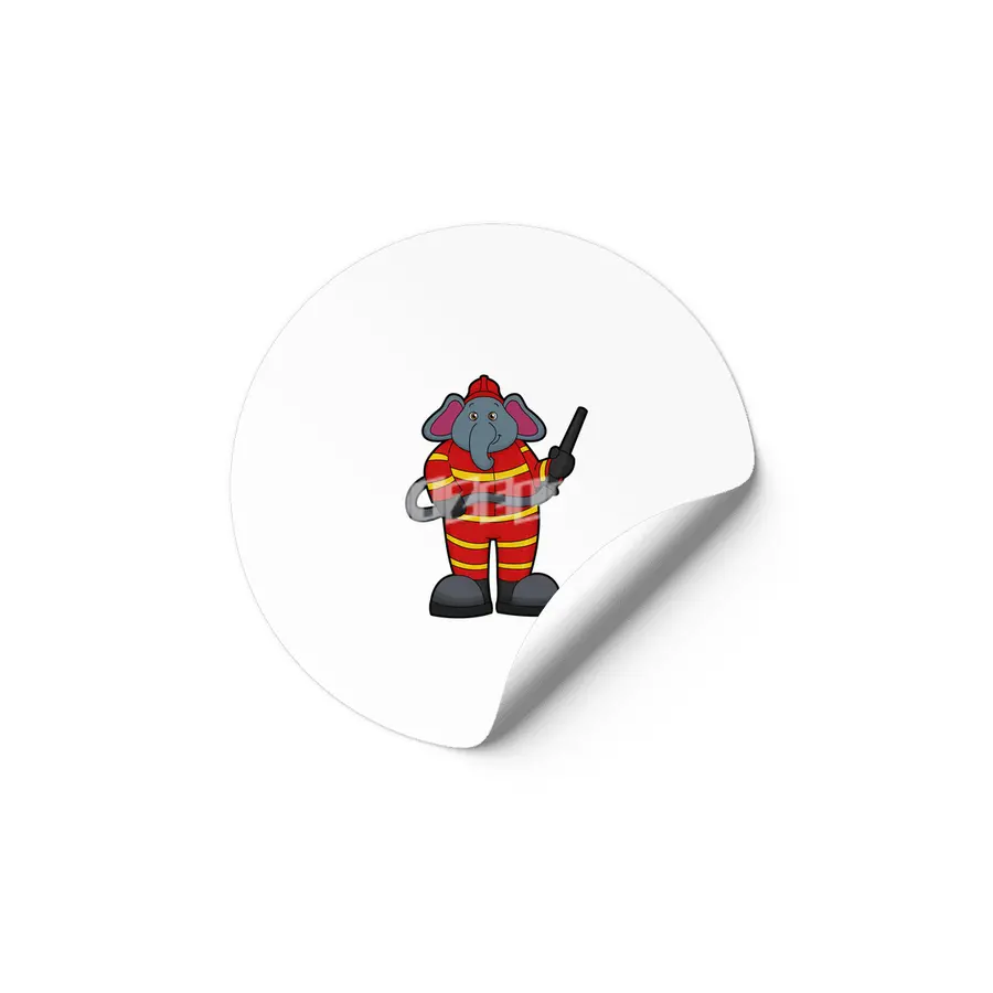 Elephant as Firefighter with Hose Etiket